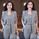 Business Suit Short-sleeved Harem Pants Thin Three-piece Suit