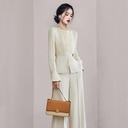 Slim Long Sleeve Top Temperament Slimming Wide-leg Pants Two-piece Set