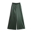 Fashion Silk Satin Textured Shirt Wide Leg Pants