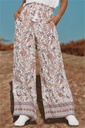 Printed Lanyard Wide Leg Pants Versatile Pants