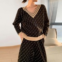 Temperament Was Thin Sweater Jacquard Two Piece Suit