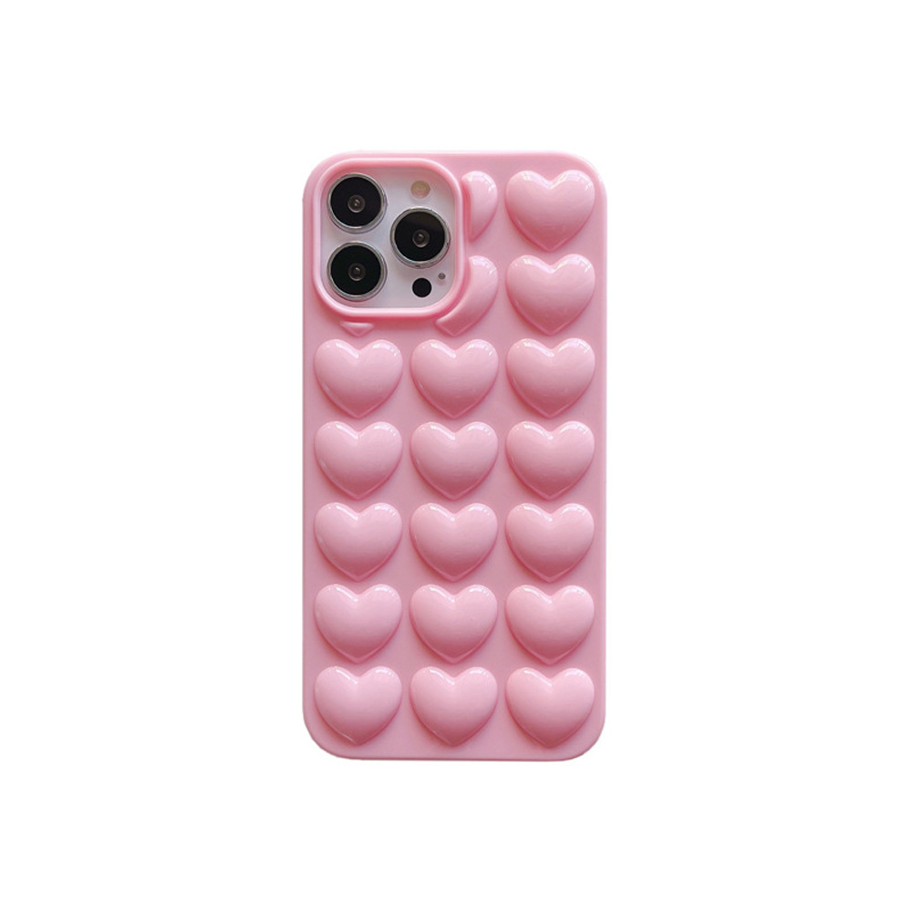 Solid Color Stereo Heart Mobile Phone Shell