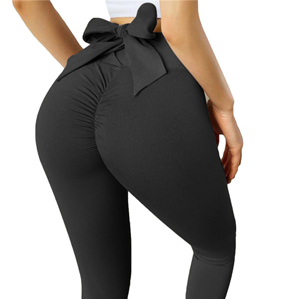 Women's Double-sided Brushed Hip Lifting Sport Fitness Bow Yoga Pants