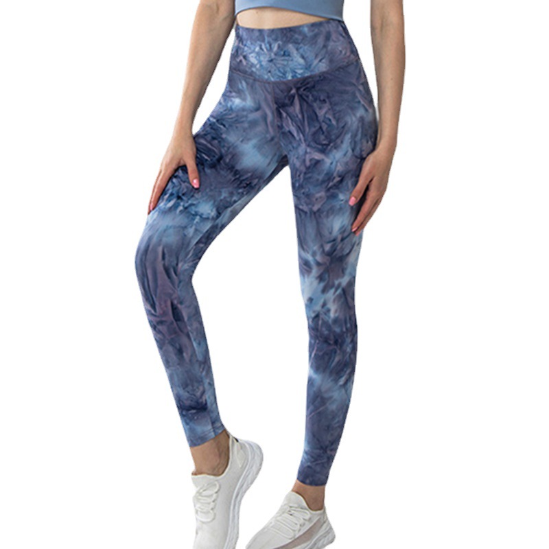 بنطلون يوغا مطبوع بتقنية Tie-dye مرن عالي