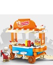 Senbao 601113-601116 Building Blocks Pedestrian Street Takeaway Trolley Mini Street View DIY Children Assembling Toys