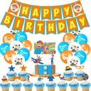 طقم زينة حفلات عيد الميلاد مع أعلام وكعك، مثالي لاستقبال المولود الجديد وأعياد الميلاد، لإضفاء أجواء احتفالية مميزة على المناسبة