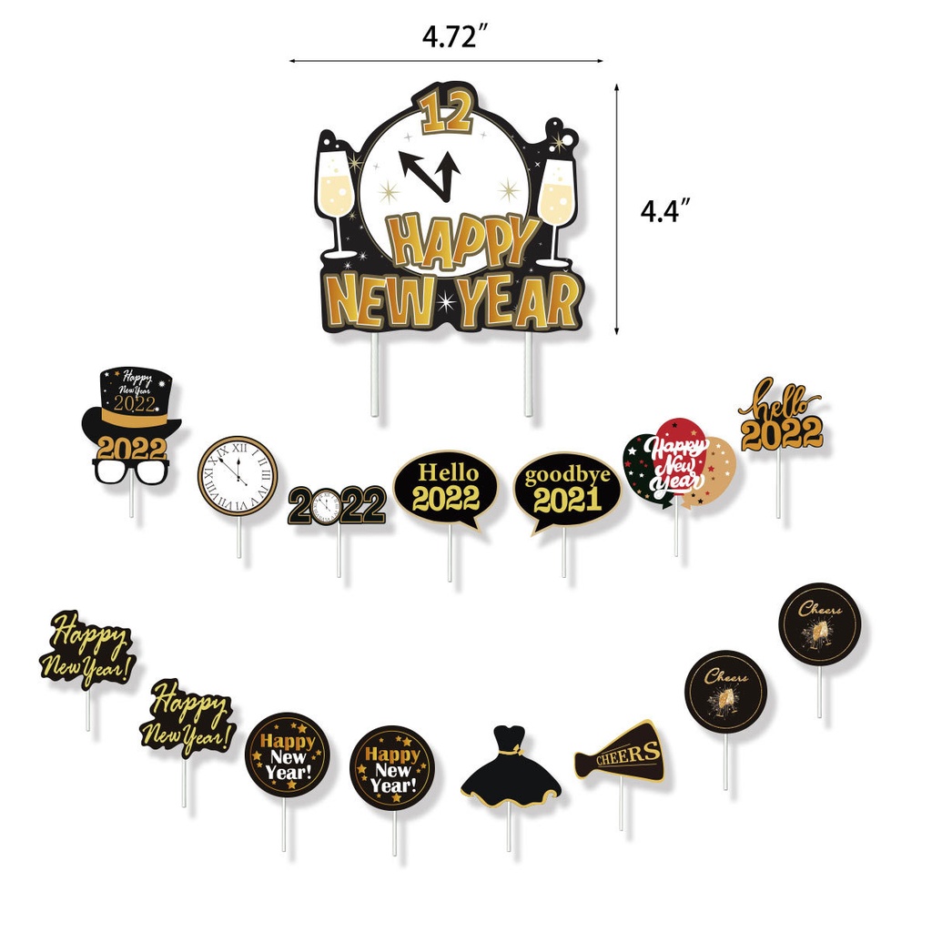 New Year's Day Pull Flag New Year's Eve Cake Insert Card Insert Sign