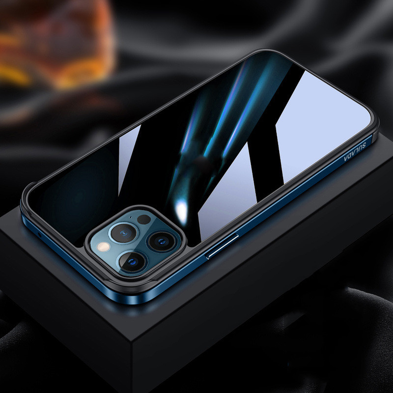 Metal Frame Phone Case Transparent Anti-Drop Nano Glass