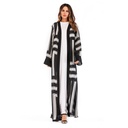 Muslim Stripe Loose Lace Cardigan Robe Female