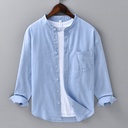 Spring And Summer Long Linen Sleeves Shirt Men's Casual Versatile Stand Collar Cotton And Linen Chinese Style
