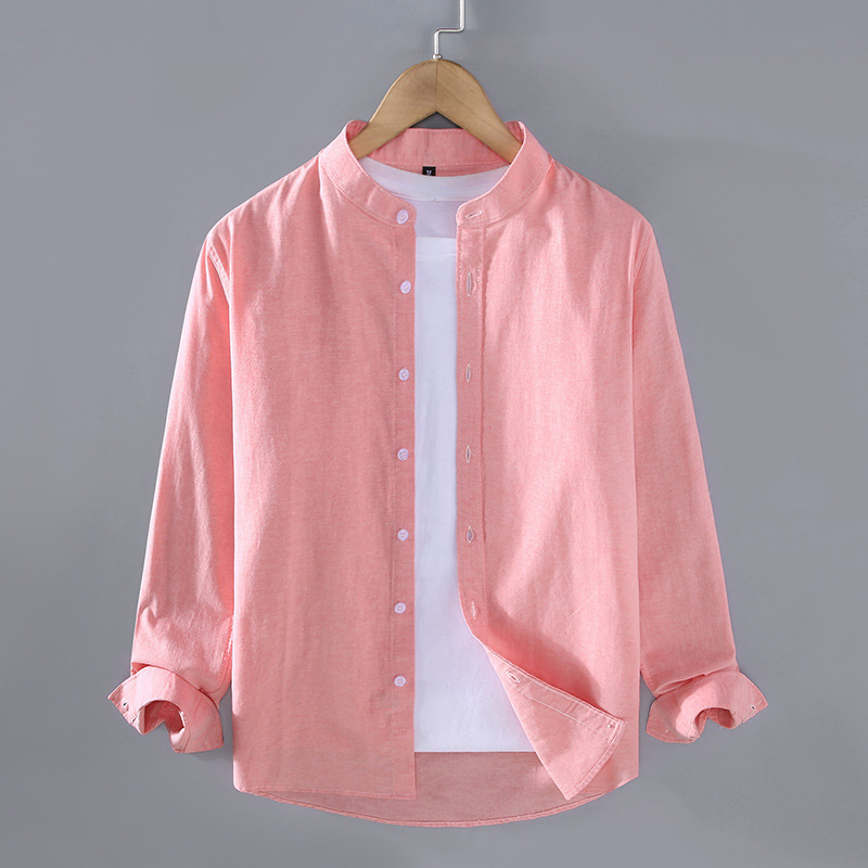 Spring And Autumn Thin Stand-up Collar Long-sleeved Men's Shirt