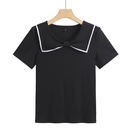Women's Round Neck Bow Shirt Korean Style Slim-fit Cotton Short-sleeved