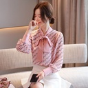 Design Sense Niche Early Autumn Light Ripe Blouse Bow Chiffon