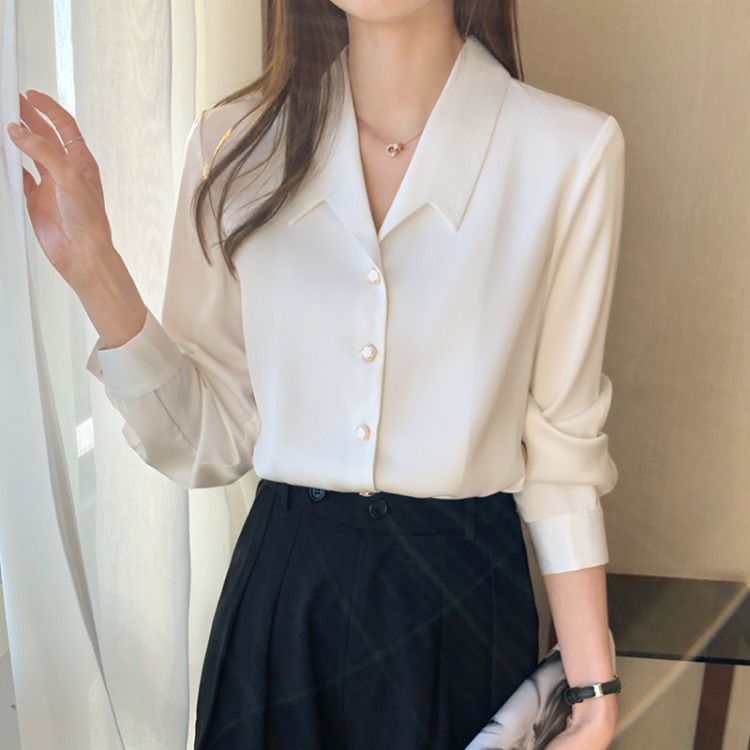 Women's Long-sleeved Satin Shirt Draped And Thin Women