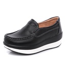 Leather thick-soled platform shoes