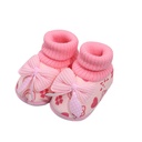 Baby Toddler Shoes In Autumn And Winter Plus Velvet Thickening Luokou Bow Baby Cotton Shoes Cover Foot Short Boots Non-Slip Sole Shoes