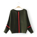 New vertical stripe color loose pullover sweater female short bat sleeve sweater