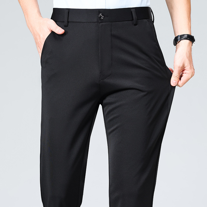 Men's Four-sided Elastic Ice Silk Trousers High Waist Breathable