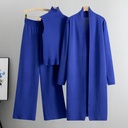 Women’s 3-Piece Knitted Set – Sleeveless Vest, Long Cardigan, and Wide-Leg Pants