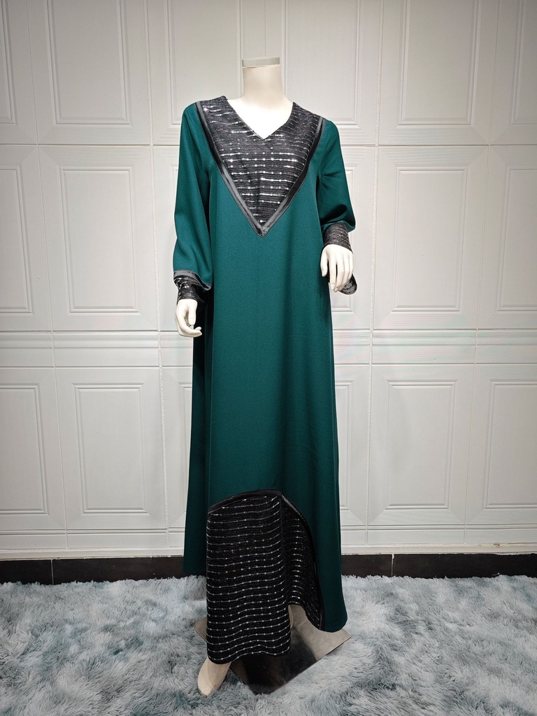 Elegant Sequined Abaya Dress