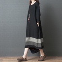 Women's Loose Plus Size Casual Cotton And Linen Dress