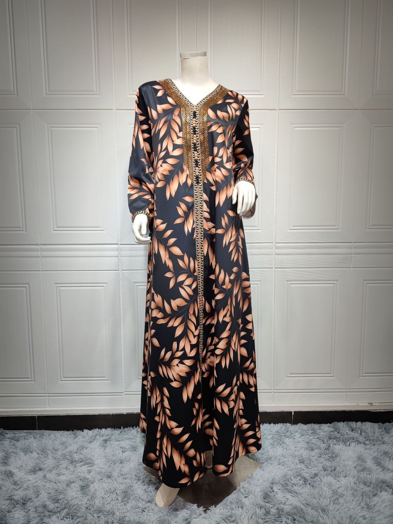 Luxurious abaya dress with a royal, wide, and elegant design