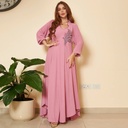 Elegant Loose Abaya Dress with Long Sleeves and Chest Embroidery 