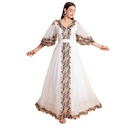 Elegant Eastern-Style Dress with Embroidery, Flared Sleeves, and Off-the-Shoulder Design