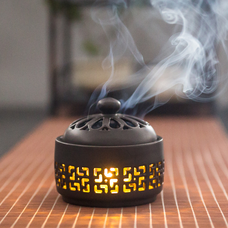 Creative Ceramic Incense Burner with Night Light, combining elegance and tranquility, perfect for home and office