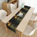 A tablecloth made of premium linen, featuring an elegant design that reflects the warm spirit of Ramadan