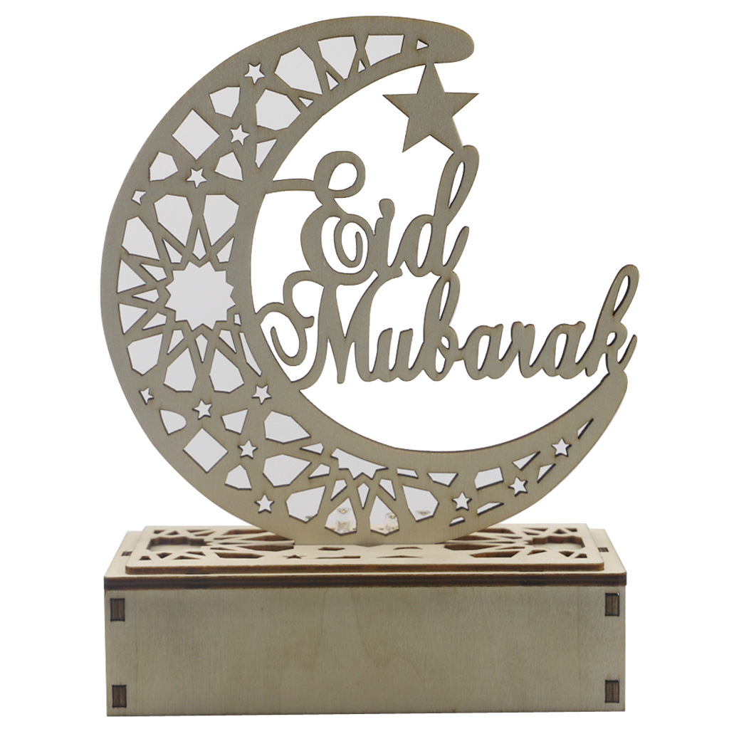 Ramadan decoration featuring a crescent design with hollow letters and beautiful LED lights 