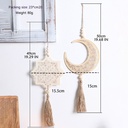 Ramadan Wooden Pendant with Moon and Star Design, Handmade with Tassel for Decoration