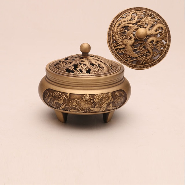 Zen pure copper incense burner with an antique design – custom engraving for burning incense and sandalwood, elegantly suited for homes and spiritual atmospheres 