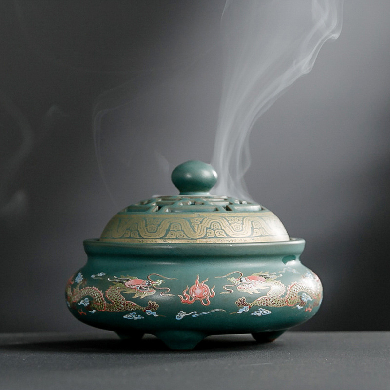 Ceramic Cloisonné Incense Burner – Luxurious design with elegant enamel coating and smooth reverse smoke flow