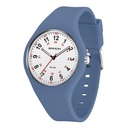 A distinctive quartz watch featuring illumination, water resistance, and a silicone strap