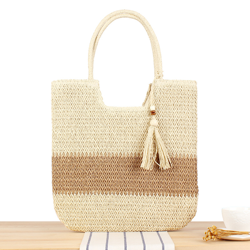 A large-capacity woven bag, perfect for travel and beach trips