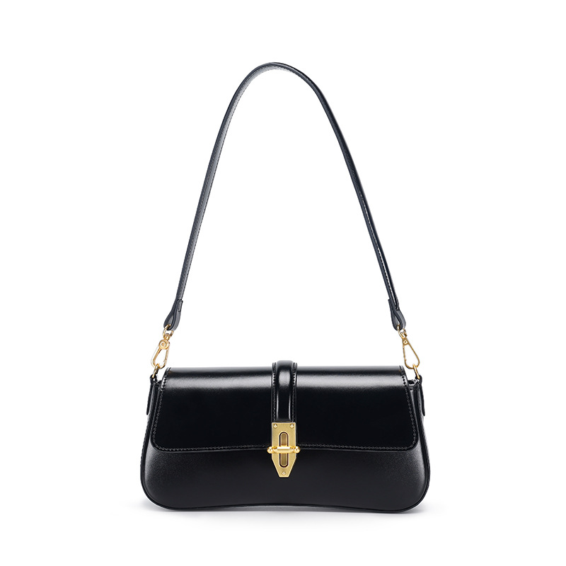 Women’s leather baguette-style crossbody bag 