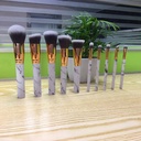 Marble Design Makeup Brush Set with 10 Large and Small Brushes, including a Makeup Tool Bag
