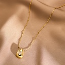 Modern Titanium Steel Necklace – Elegant Design Combining Water Drop and Heart Shapes