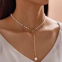 Long Necklace with a Pearl and Elegant Bow Design in European Style 