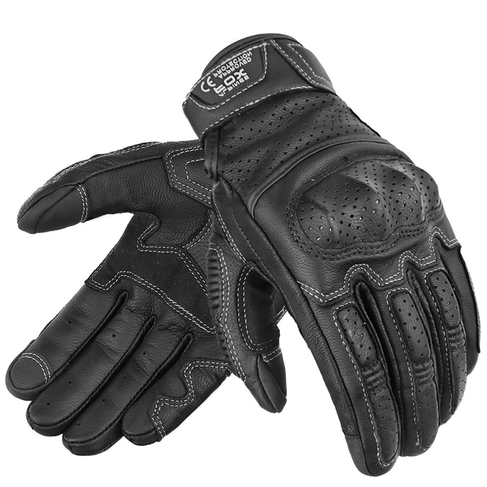 Modern Design Breathable Leather Motorcycle Gloves with Touchscreen Compatibility