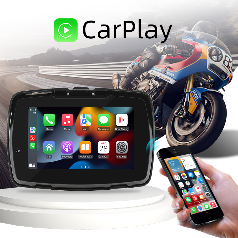 5-Inch Motorcycle MP5 Player – Wireless CarPlay, HD Screen, Waterproof