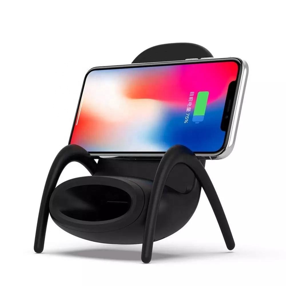 Elegant chair with a built-in speaker and wireless phone charger in a modern and stylish design