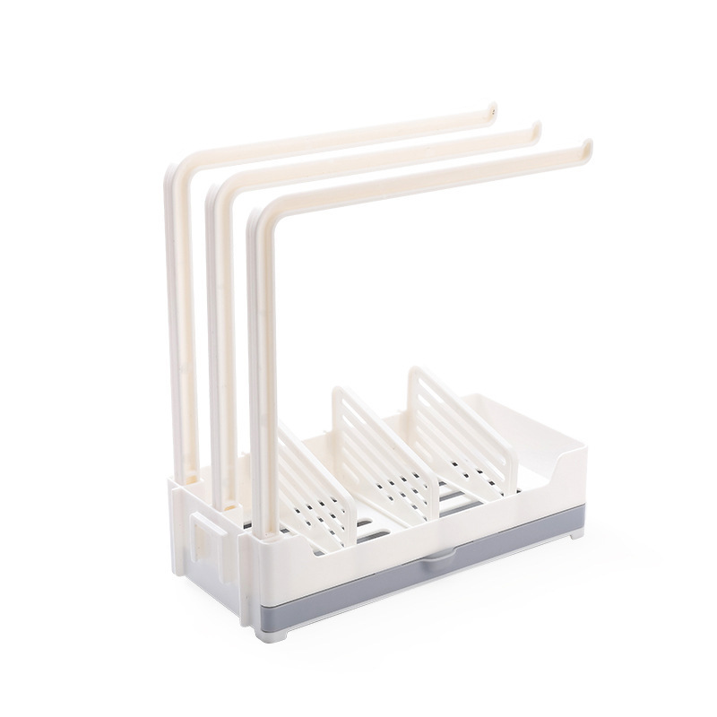 Wall-mounted drain rack with tray, featuring a practical and modern design for organizing and storing kitchen sponges and cleaning cloths, easily installed on the wall without drilling