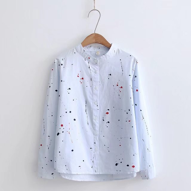 en's Loose-Fit Shirt with a Chic Modern Design – Adorned with Eye-Catching Graffiti Prints and Long Sleeves That Add a Unique Touch to Your Look