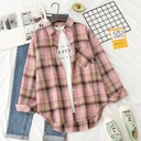 Women's Plaid Loose-Fit Shirt with Long Sleeves in a Stylish and Modern Design