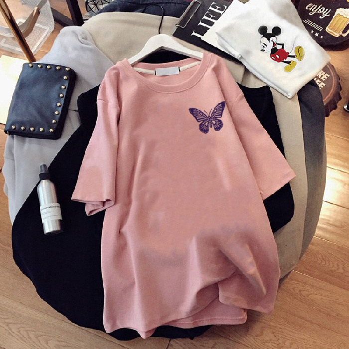 Loose-Fit Women's Blouse with Short Sleeves – Trendy Solid Color Design with Butterfly Sleeves