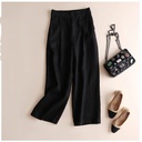 Women's wide-leg pants made from a cotton-linen blend for a stylish casual look