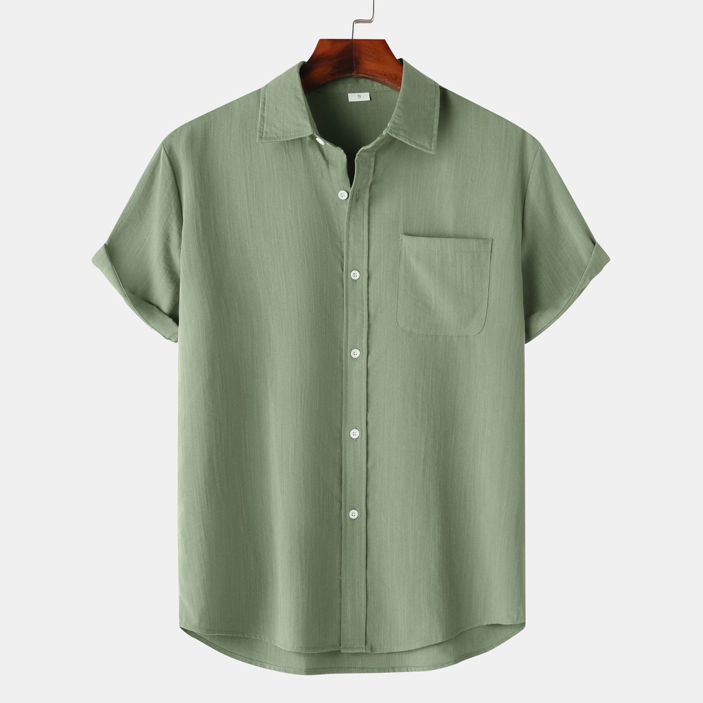 Men's summer casual shirt with short sleeves and an open-front cardigan design, inspired by European and American style