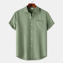 Men's summer casual shirt with short sleeves and an open-front cardigan design, inspired by European and American style